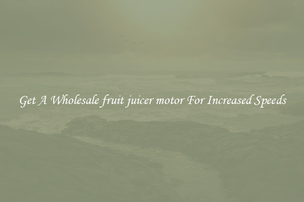 Get A Wholesale fruit juicer motor For Increased Speeds
